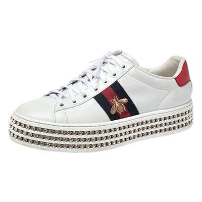 white gucci sneakers with diamonds|gucci all white sneakers.